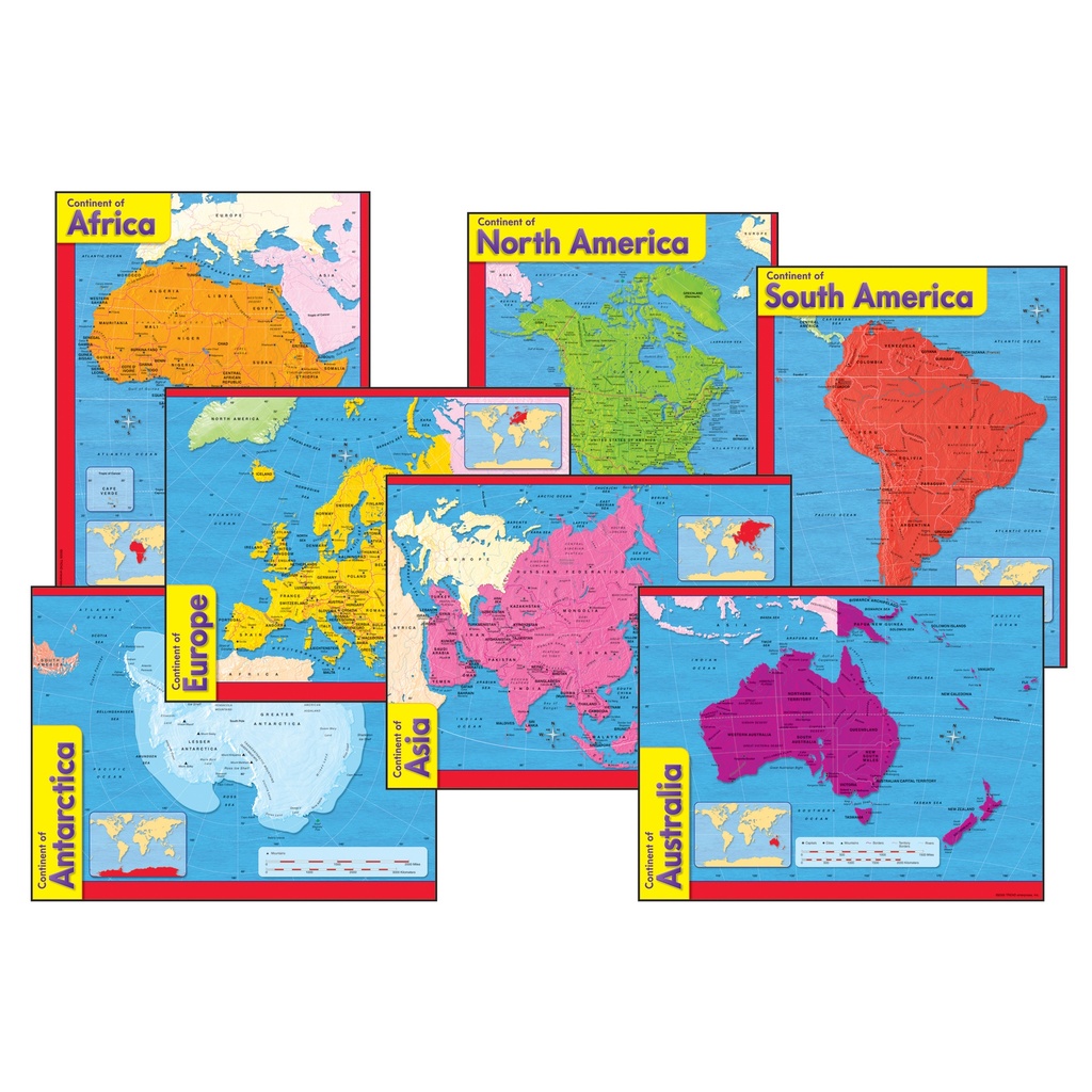 Continents Learning Charts Combo Pack, Set of 7