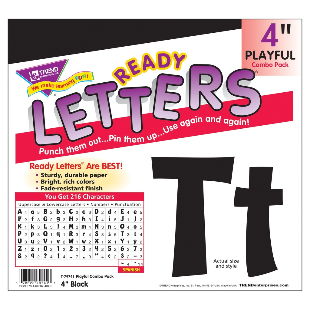 Black 4" Playful Ready Letters Combo Pack