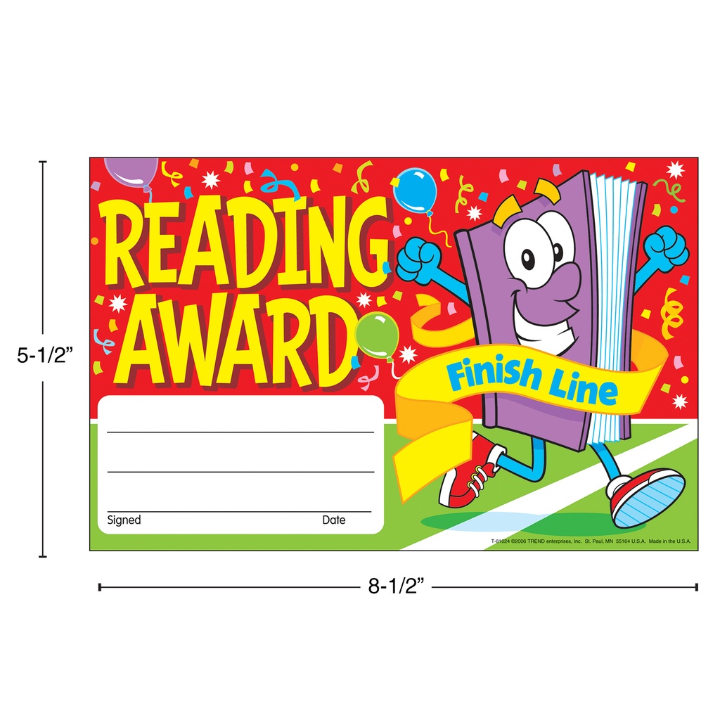 Reading Award Finish Line Recognition Awards