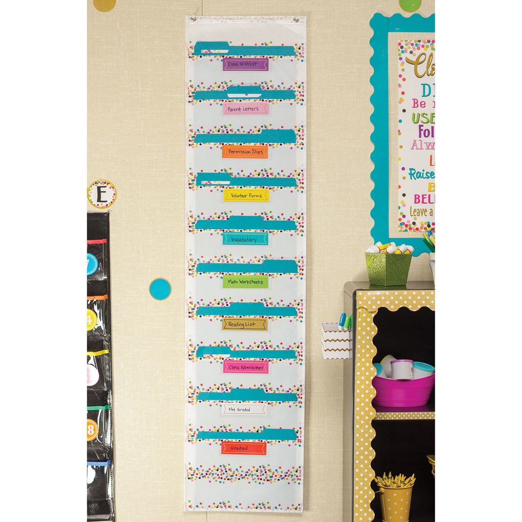 Confetti 10 Pocket File Storage Pocket Chart