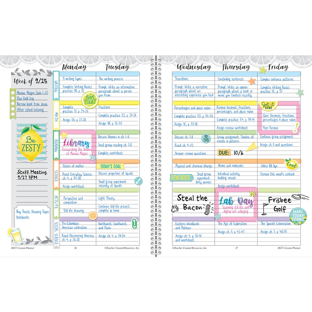 Lemon Zest Lesson Planner