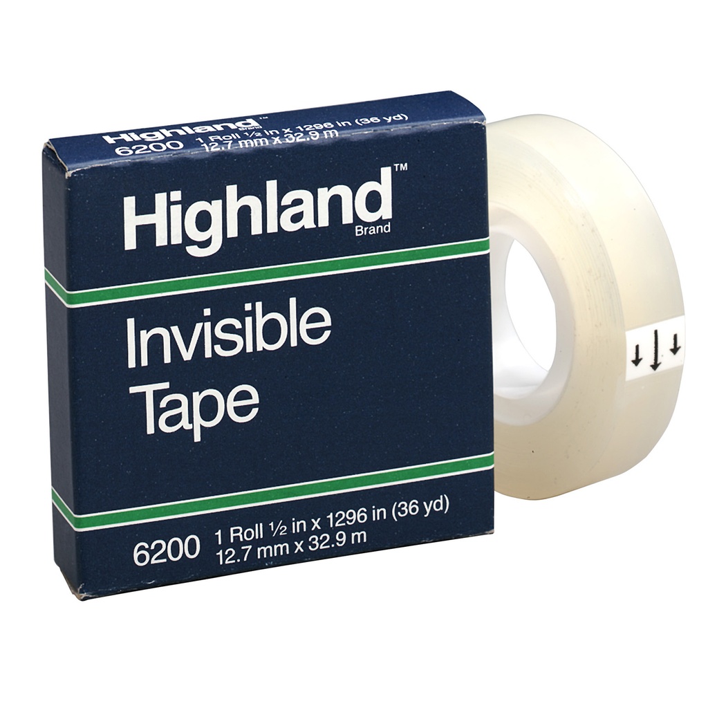 Invisible Tape, 1/2" x 1296", 12 Rolls