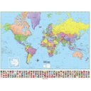 Classic US/World Map with Flags Classroom Pull Down 2 Map Bundle on Spring Roller