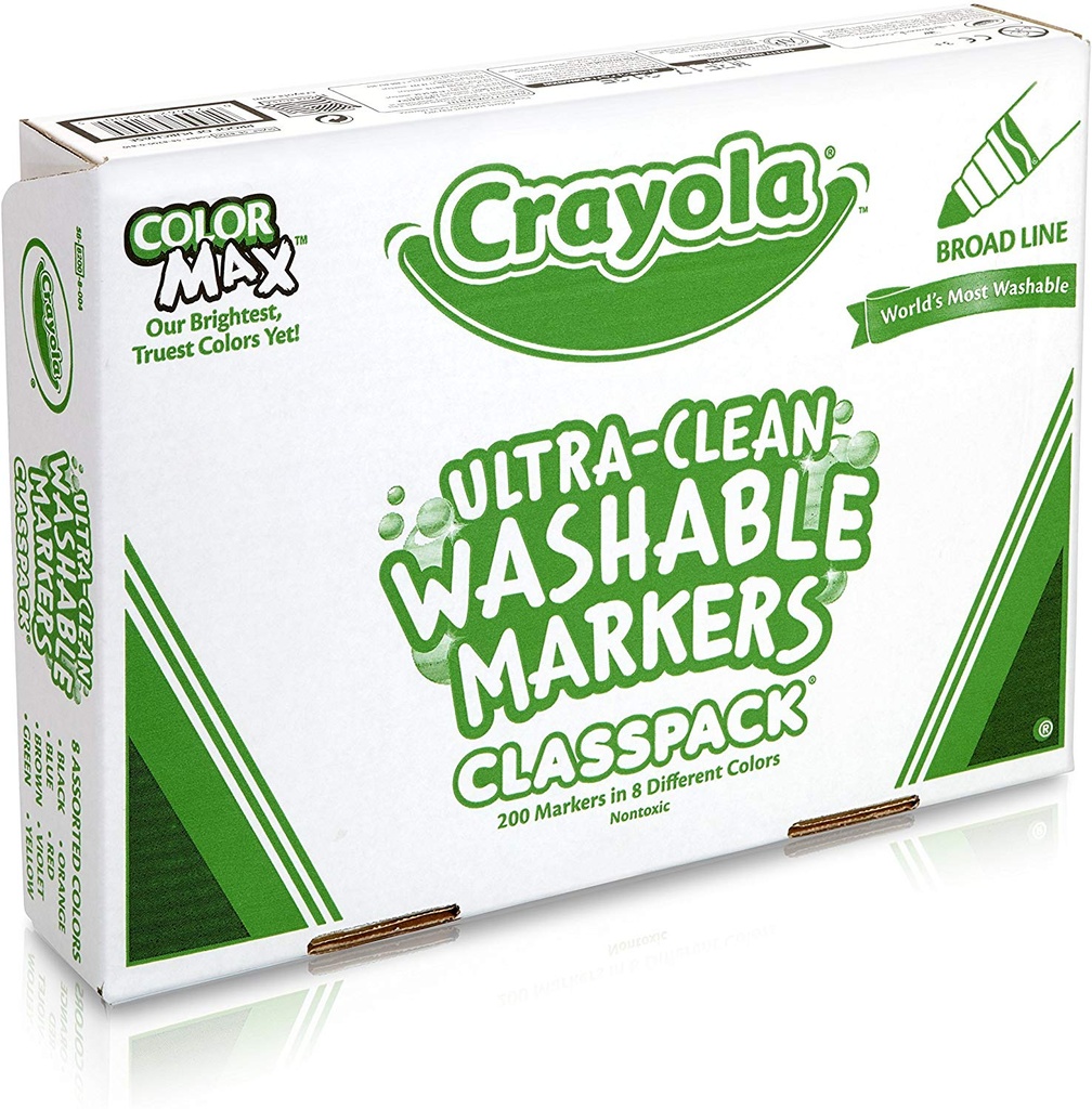 Crayola Broad Line Washable Markers, Classpack Bulk Markers, Pack of 2, 200  Count in each pack.