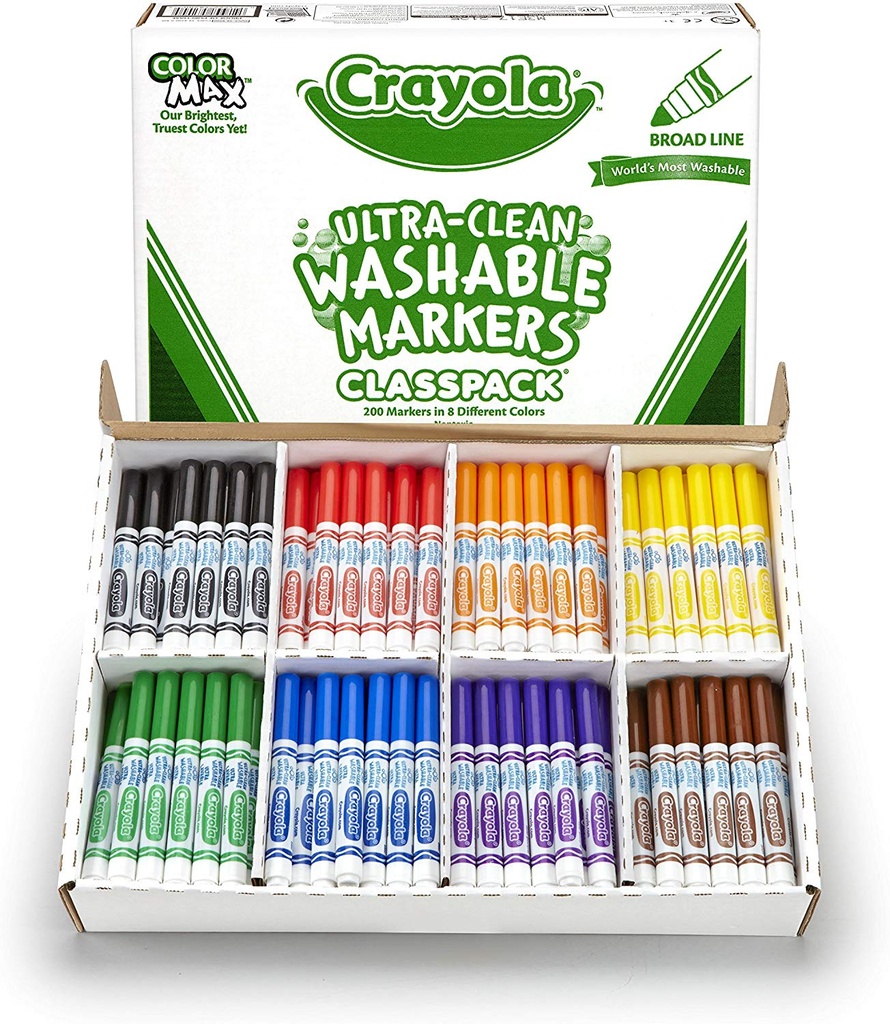 Crayola Classic Washable Broad Line Markers 200ct Classpack