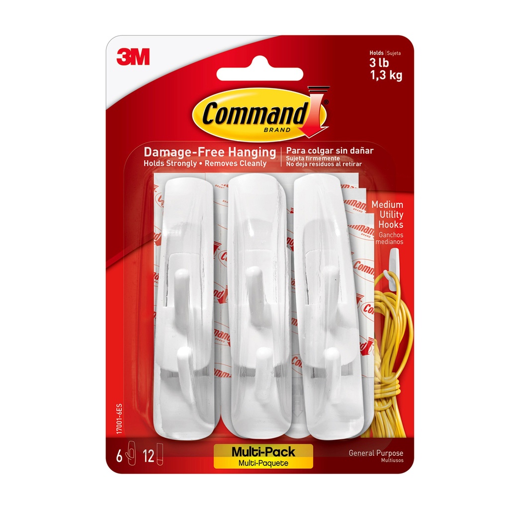 Command™ Medium Utility Hooks Multi-Pack 18ct