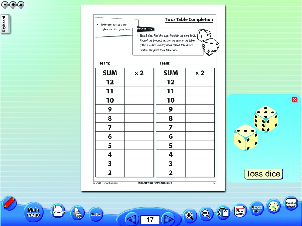 Dice Activities for Multiplication