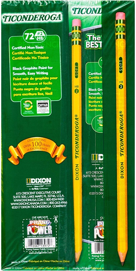 72ct No 2 Ticonderoga Yellow Pencils