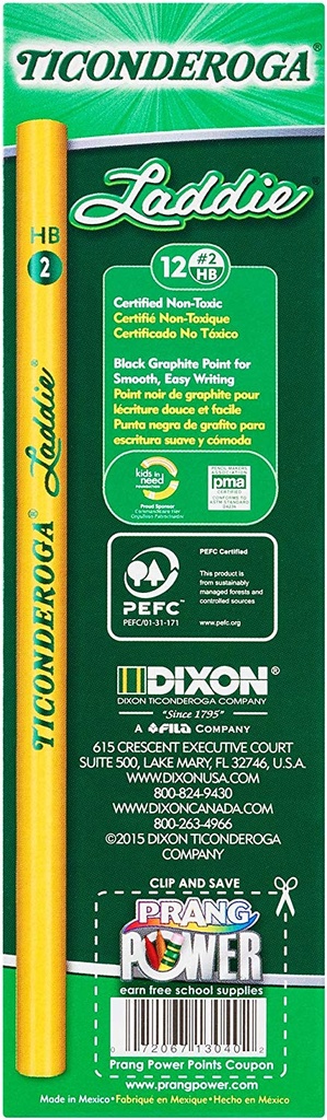 12ct Ticonderoga Laddie Pencils without Erasers