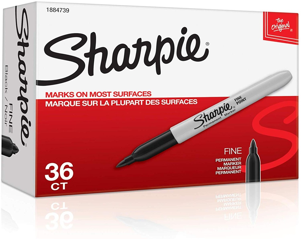 Sharpie Fine Point Permanent Markers, Black - 12/Box 