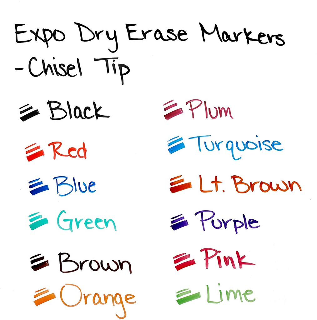 16 Color Chisel Tip Expo Low Odor Dry Erase Marker