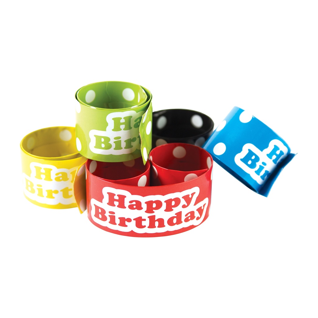 Polka Dots Happy Birthday Slap Bracelets 60ct
