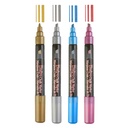 Bistro Chisel Tip Chalk Markers 4-Color Set: Gold, Silver, Blue, Red