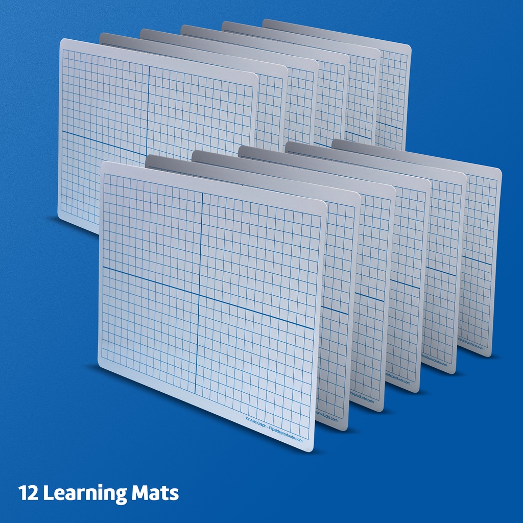 Two-Sided XY Axis/Plain 9" x 12" Dry Erase Learning Mats Pack of 12