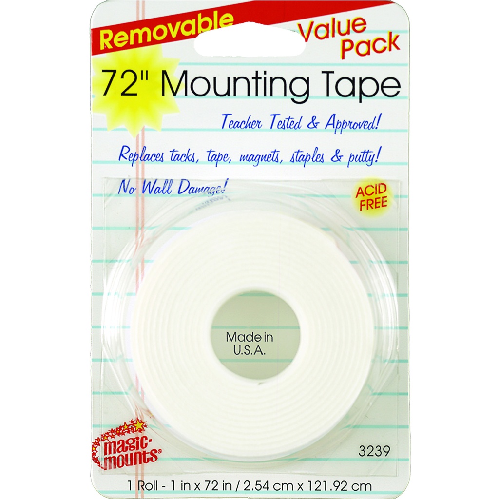 1" x 72" Removable Mounting Tape 6 Rolls