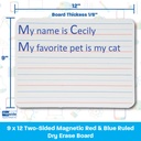 Two-Sided 9" x 12" Ruled/Blank Magnetic Dry Erase Boards Pack of 3