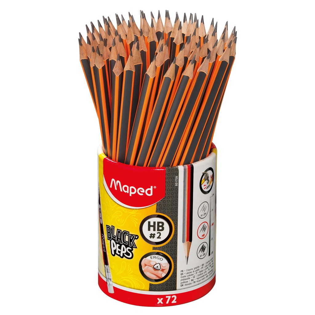 Black'Peps Triangular Graphite #2 Pencils School Pack of 72