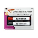 Magnetic Whiteboard Erasers w/2 Dry Erase Markers Pack of 6