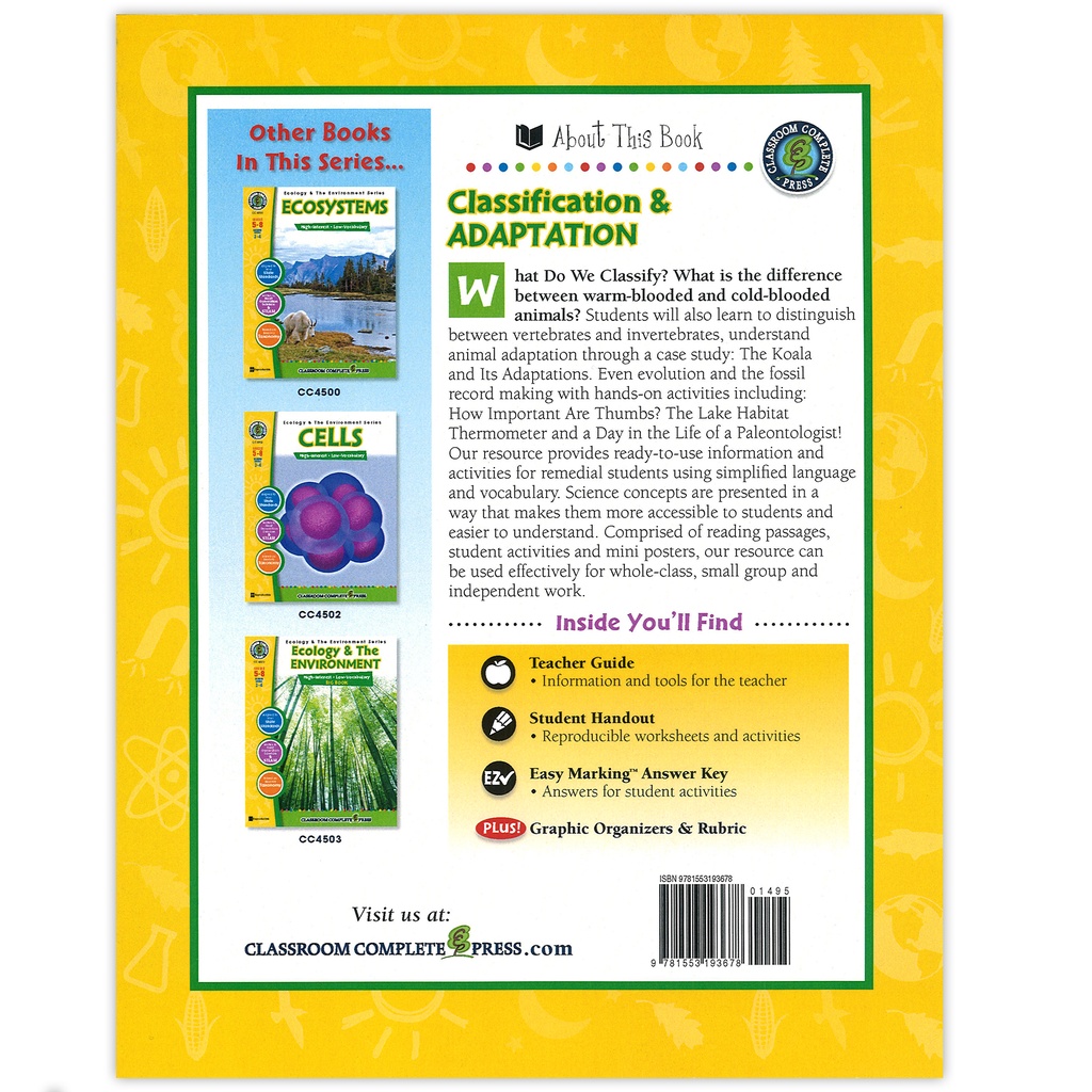 Classification & Adaptation Resource Book, Grades 5-8