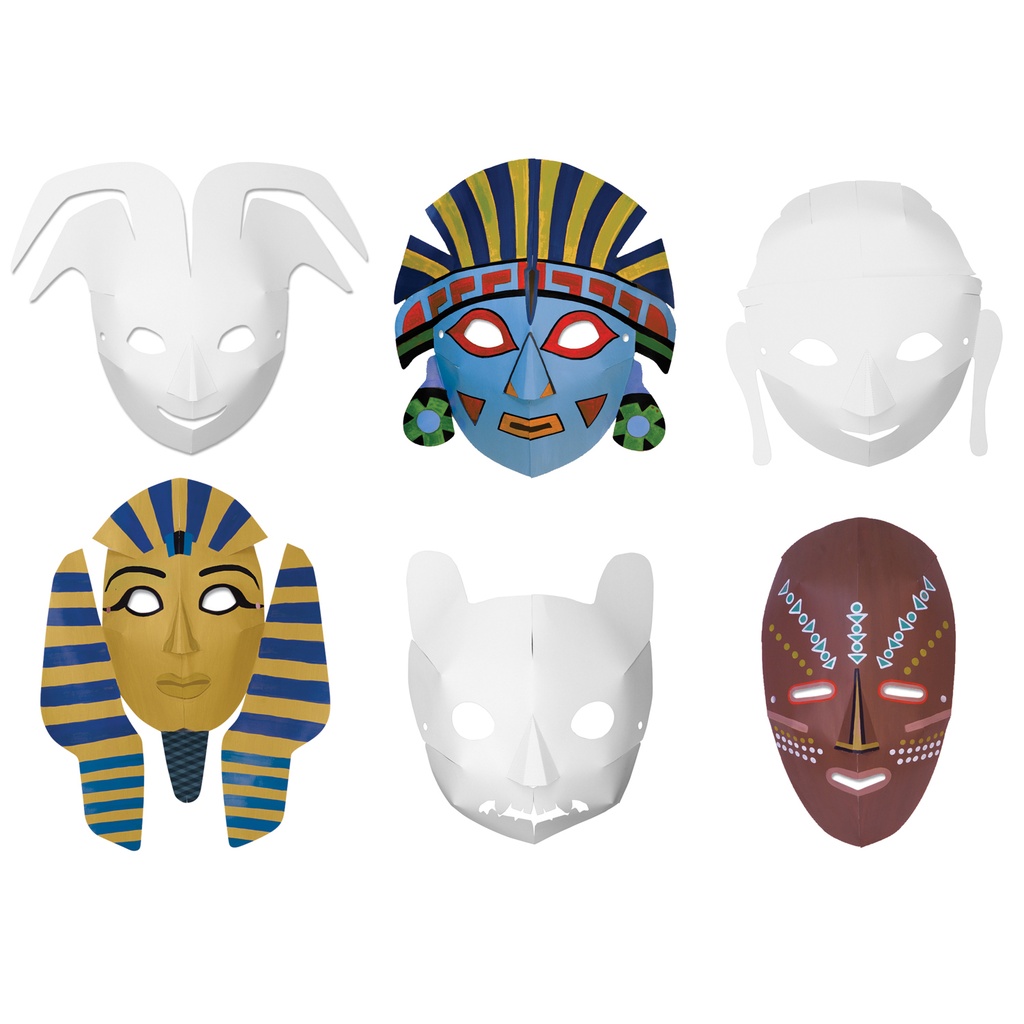 Assorted Multi-Cultural Die-Cut Paper Masks 72ct