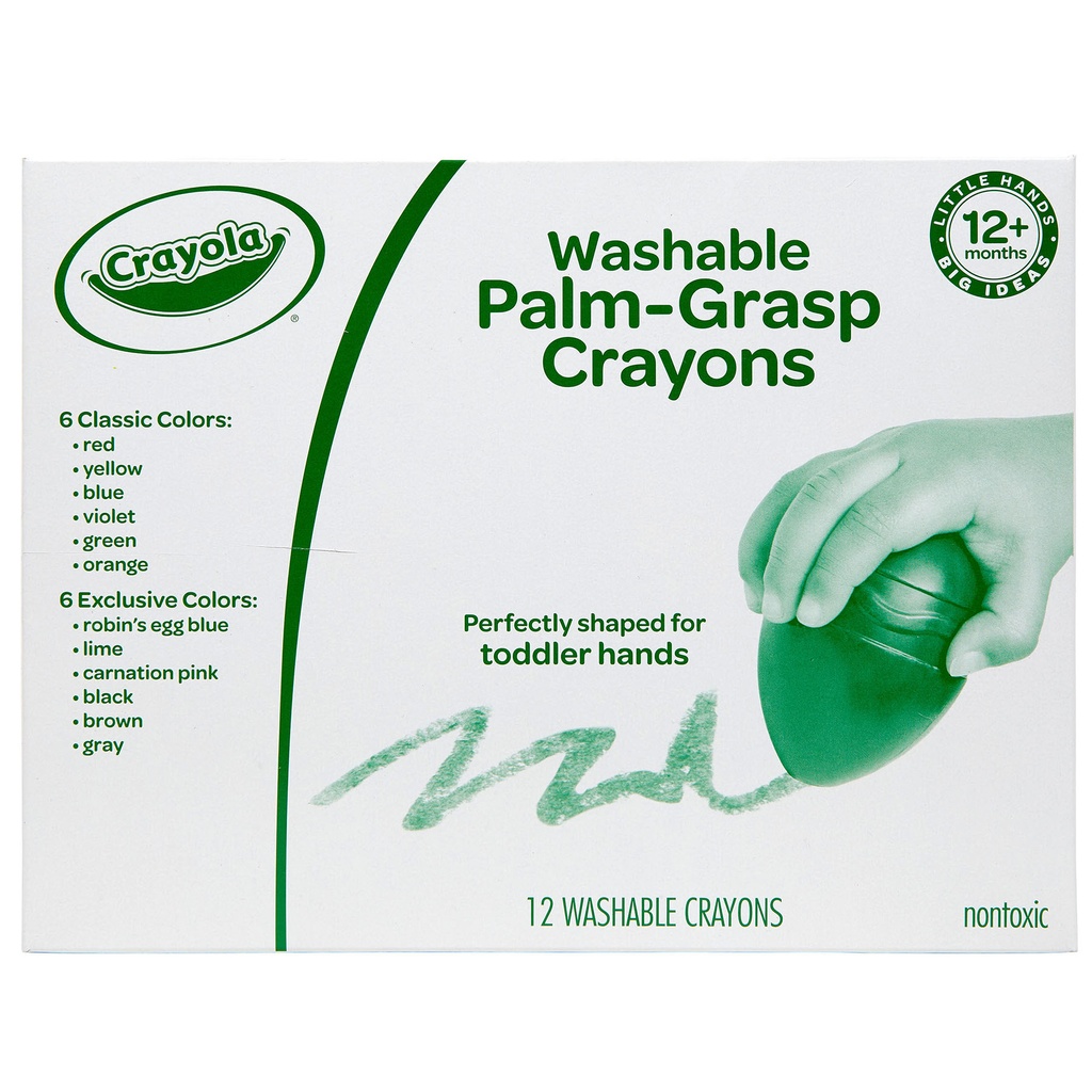 Washable Palm-Grasp Crayons 12 Colors