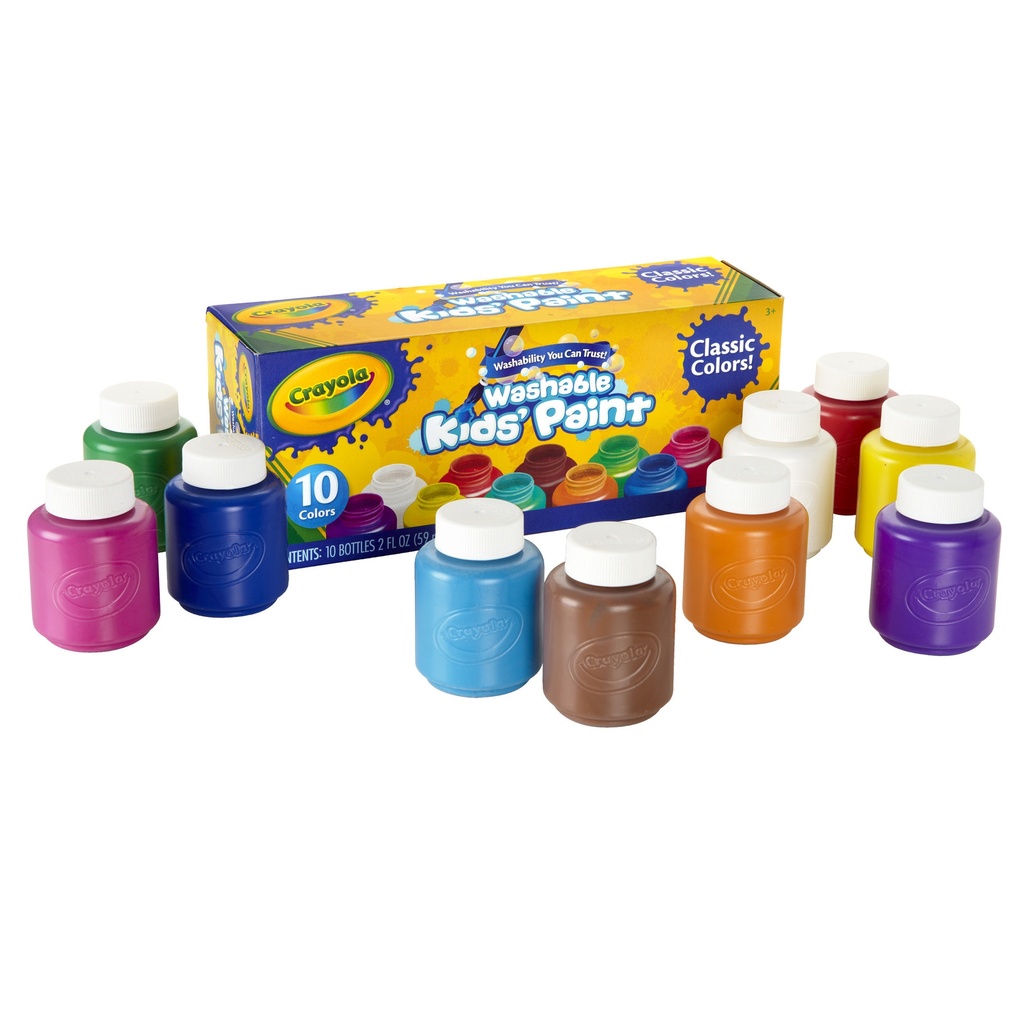 10 Assorted Colors Washable Kid's Paint 3ct