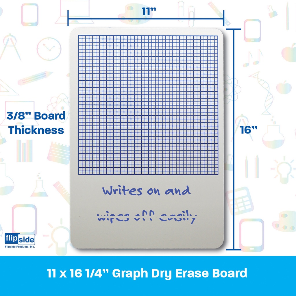 11" x 16" 0.25" Graph Dry Erase Boards Pack of 3