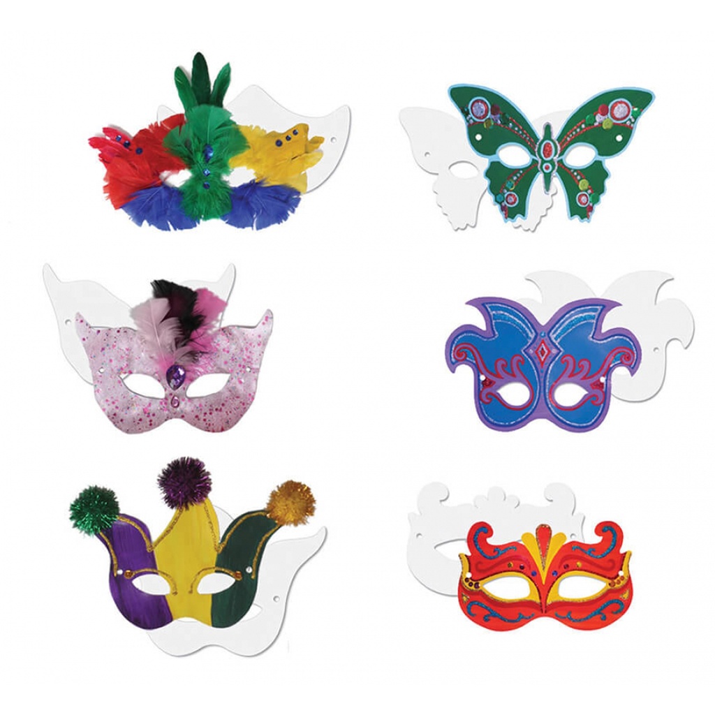 Assorted Mardi Gras Die-Cut Paper Masks 144ct