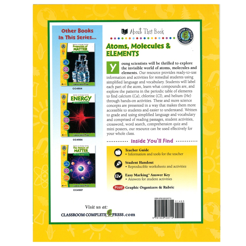 Atoms, Molecules & Elements Resource Book, Grades 5-8