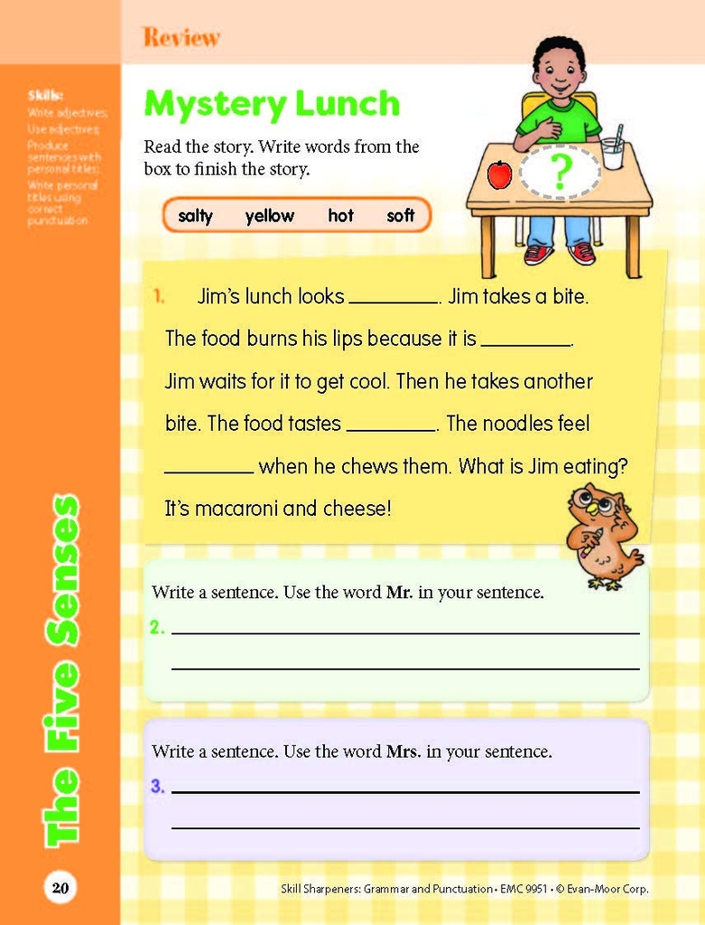 Skill Sharpeners Grammar and Punctuation Grade 1 Activity Book