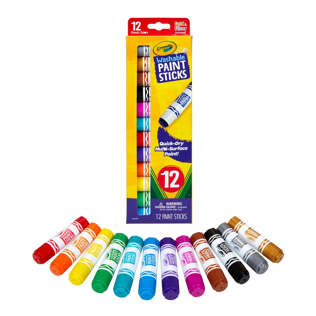 12 Color Washable Paint Sticks 2ct