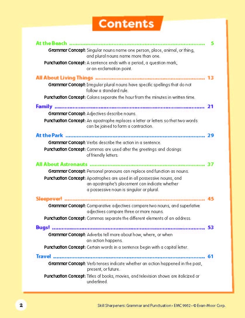 Skill Sharpeners Grammar and Punctuation Grade 2 Activity Book