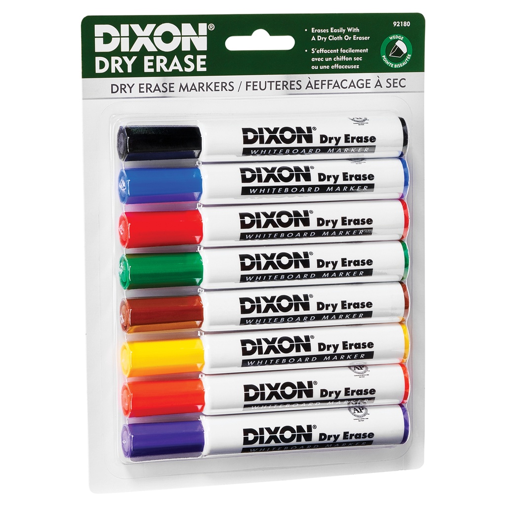 8 Color Wedge Tip Dry Erase Markers