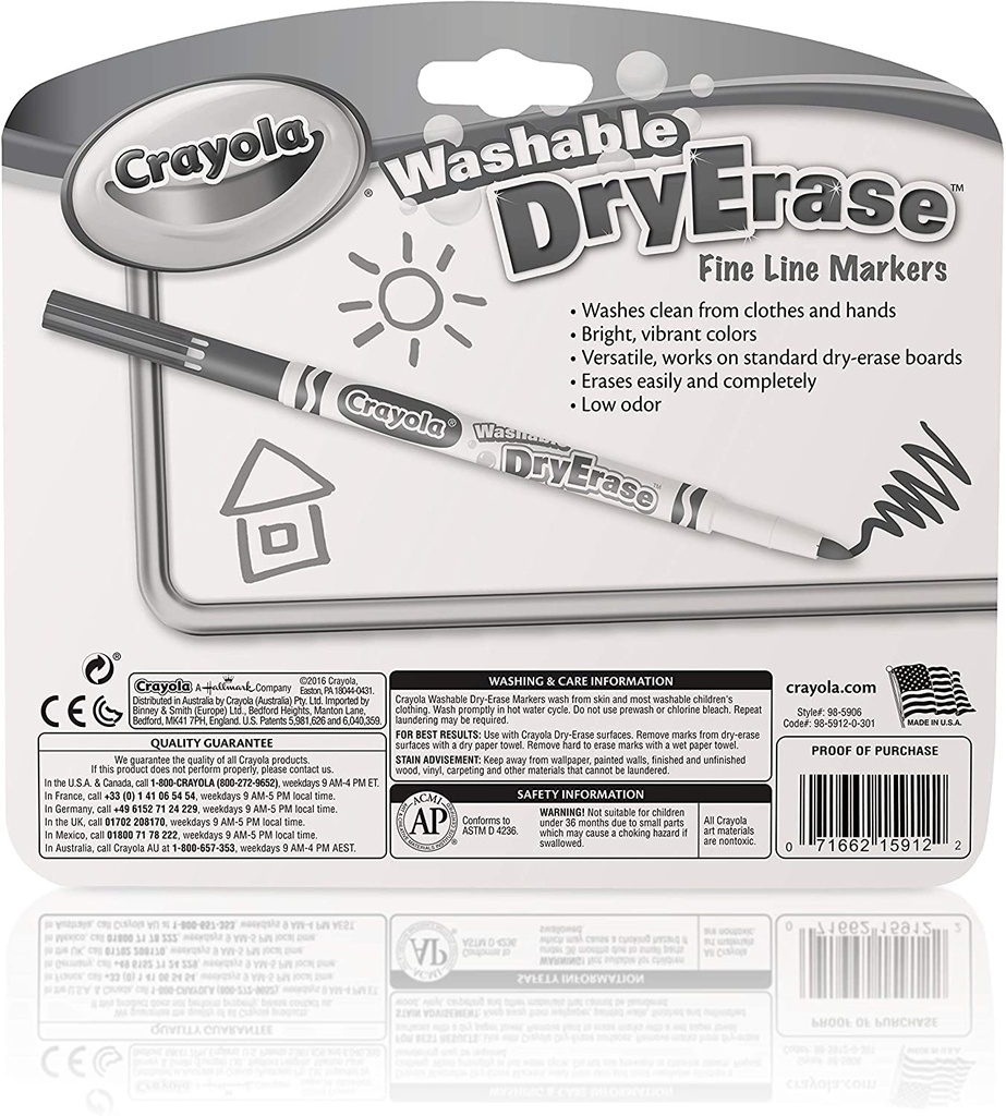 12ct Crayola Fine Line Washable Dry Erase Markers