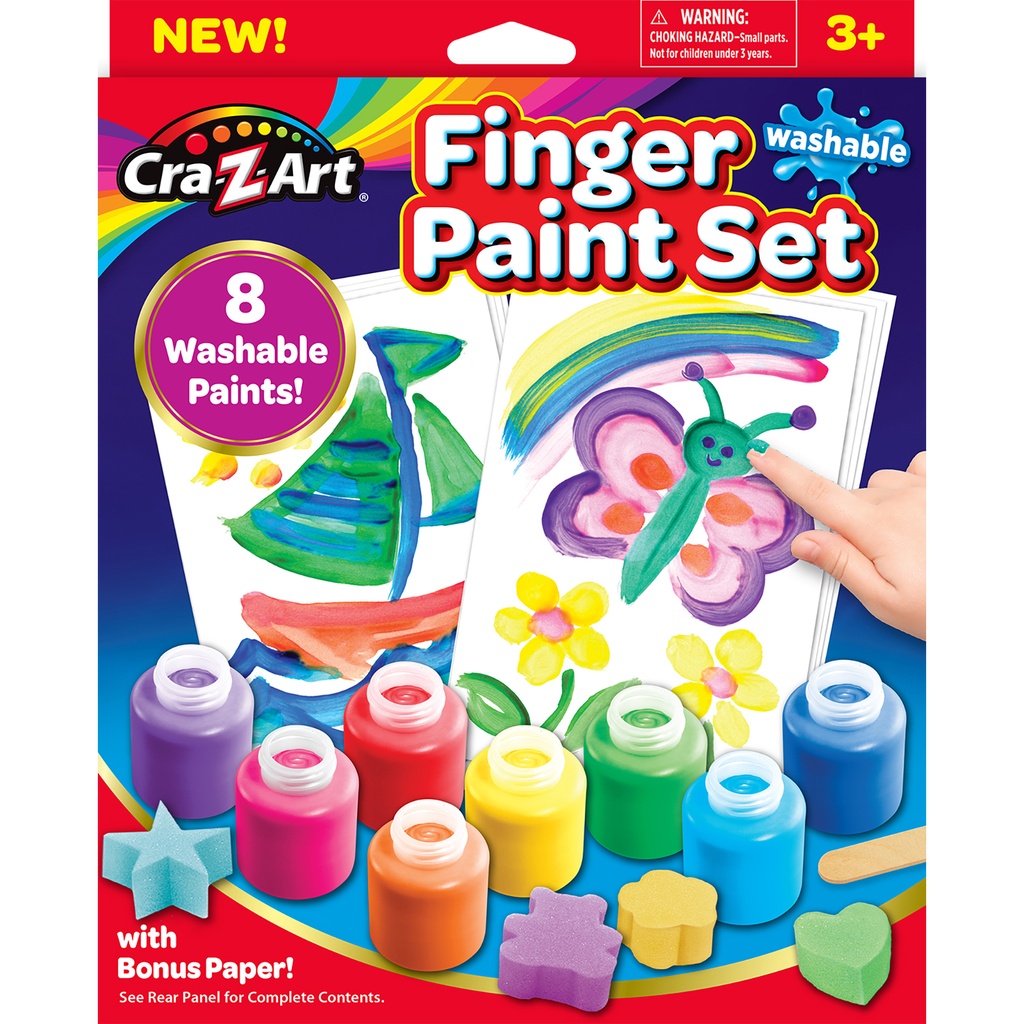16 Washable Finger Paints in 8 Colors