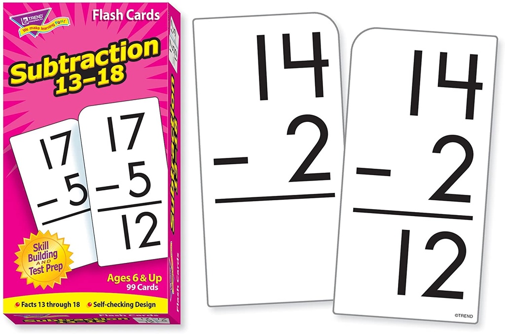 Subtraction 13-18 Skill Drill Flash Cards