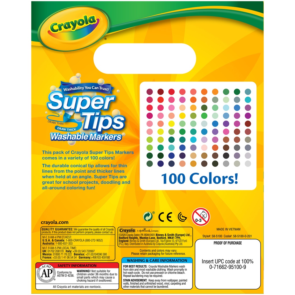 100 Color Washable Super Tips Markers