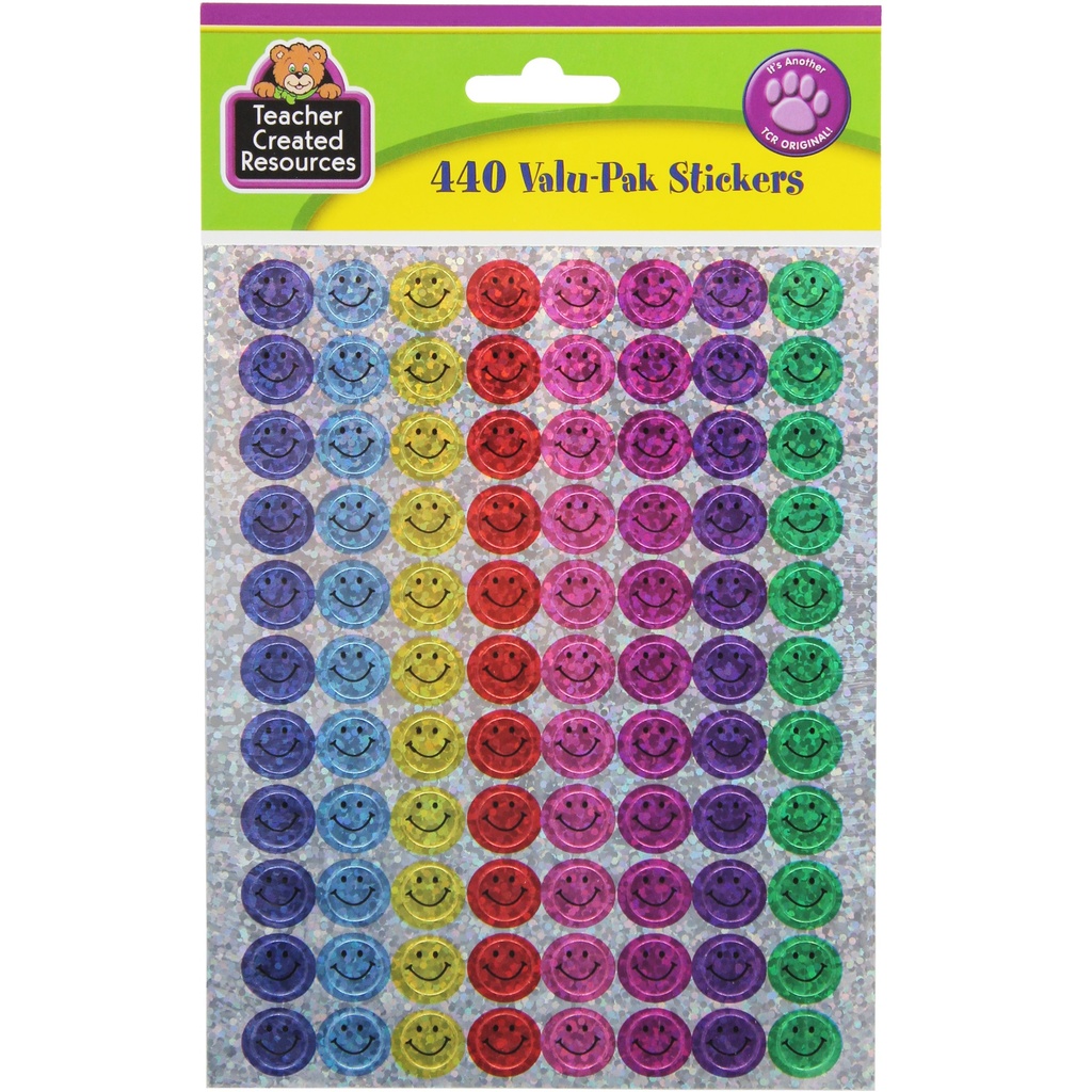 Multi Color Mini Happy Face Sparkle Stickers Valu-Pak 2,640ct