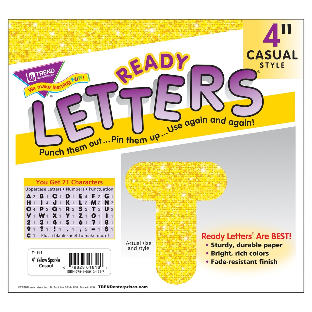 Yellow Sparkle 4" Casual UC Ready Letters®