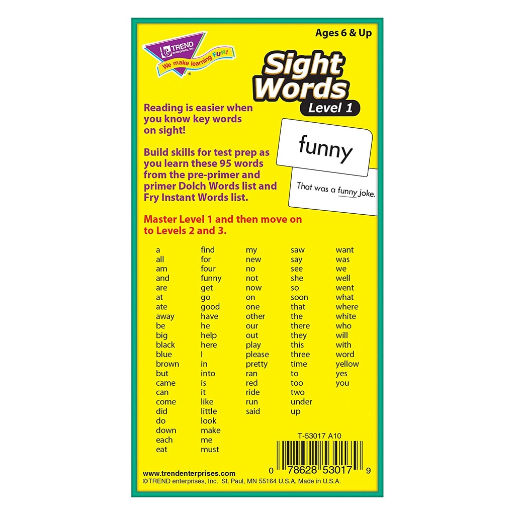 Level 1 Sight Words Skill Drill Flash Cards