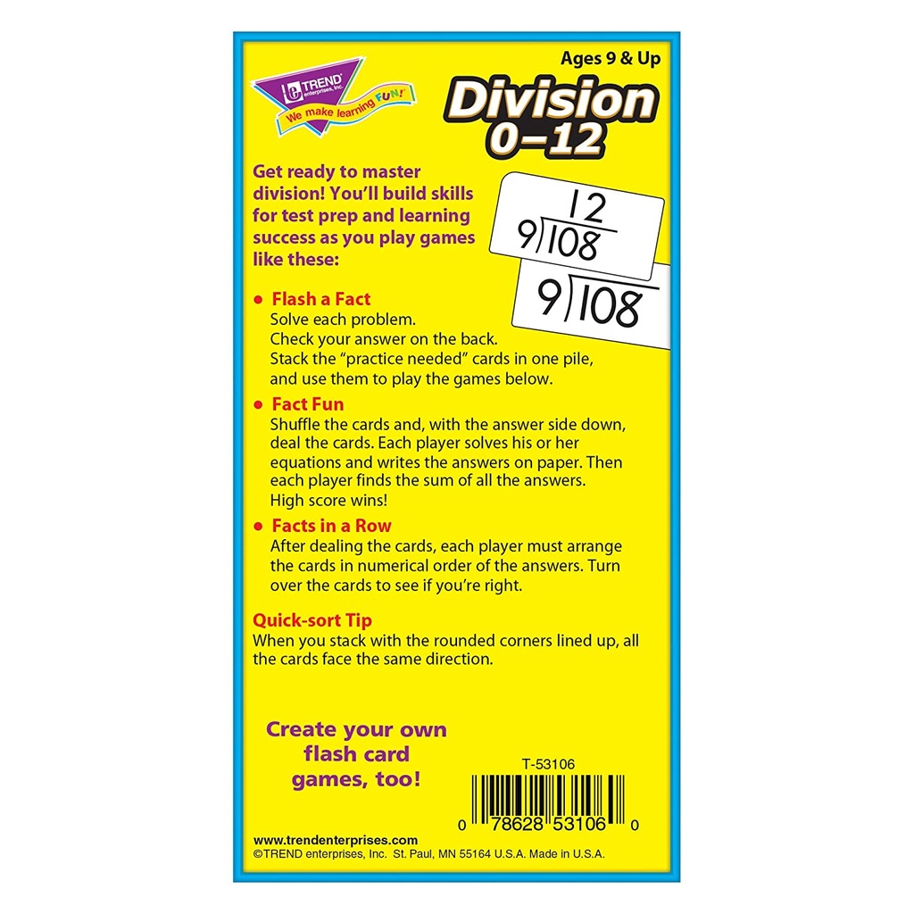 Division 0-12 Skill Drill Flash Cards