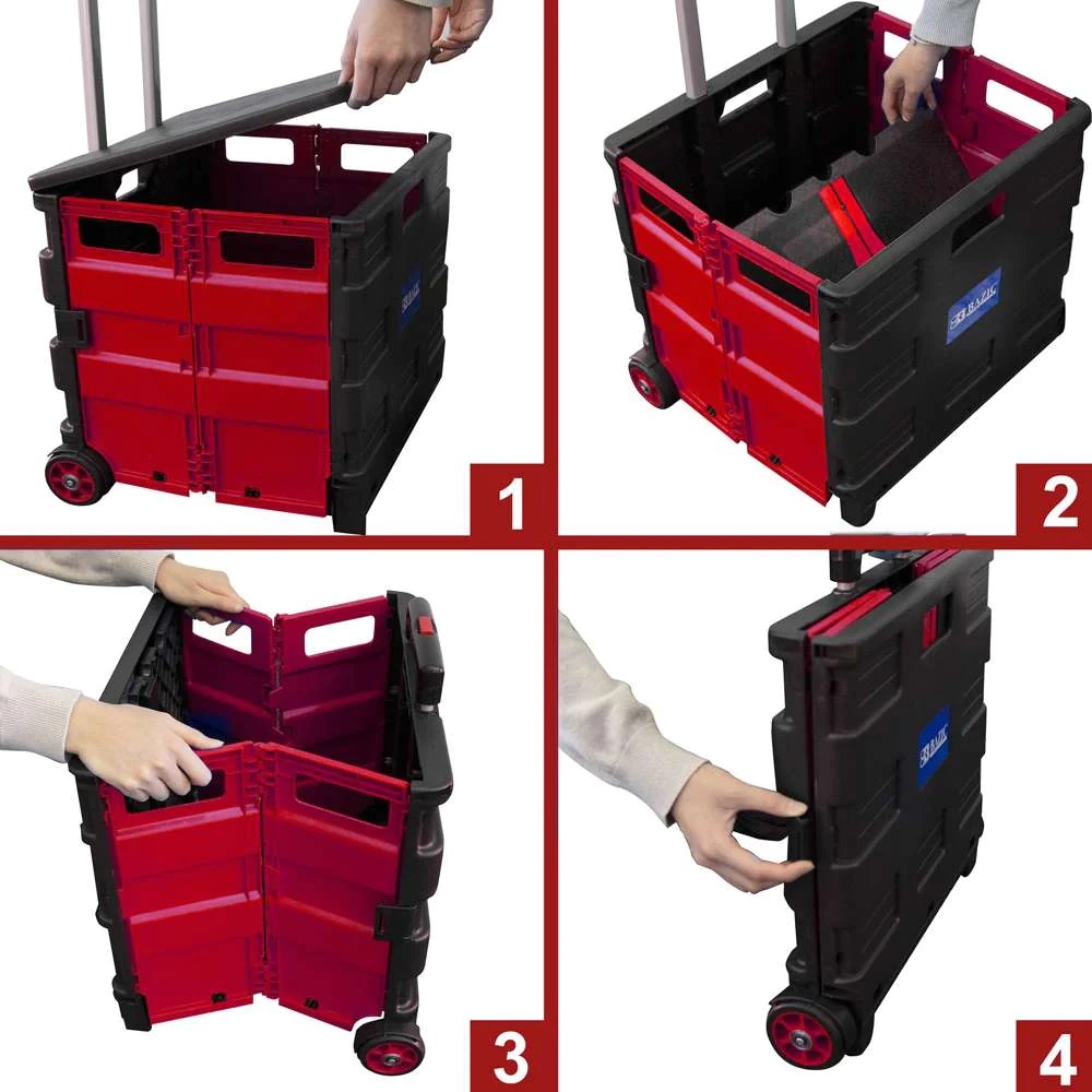Folding Cart on Wheels w/Lid Cover
