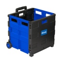 Black/Blue Folding Cart on Wheels w/Lid Cover 16" x 18" x 15"