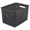 Large Black Plastic Weave Bins Set of 2