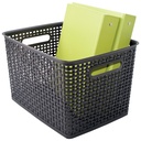 Large Black Plastic Weave Bins Set of 2