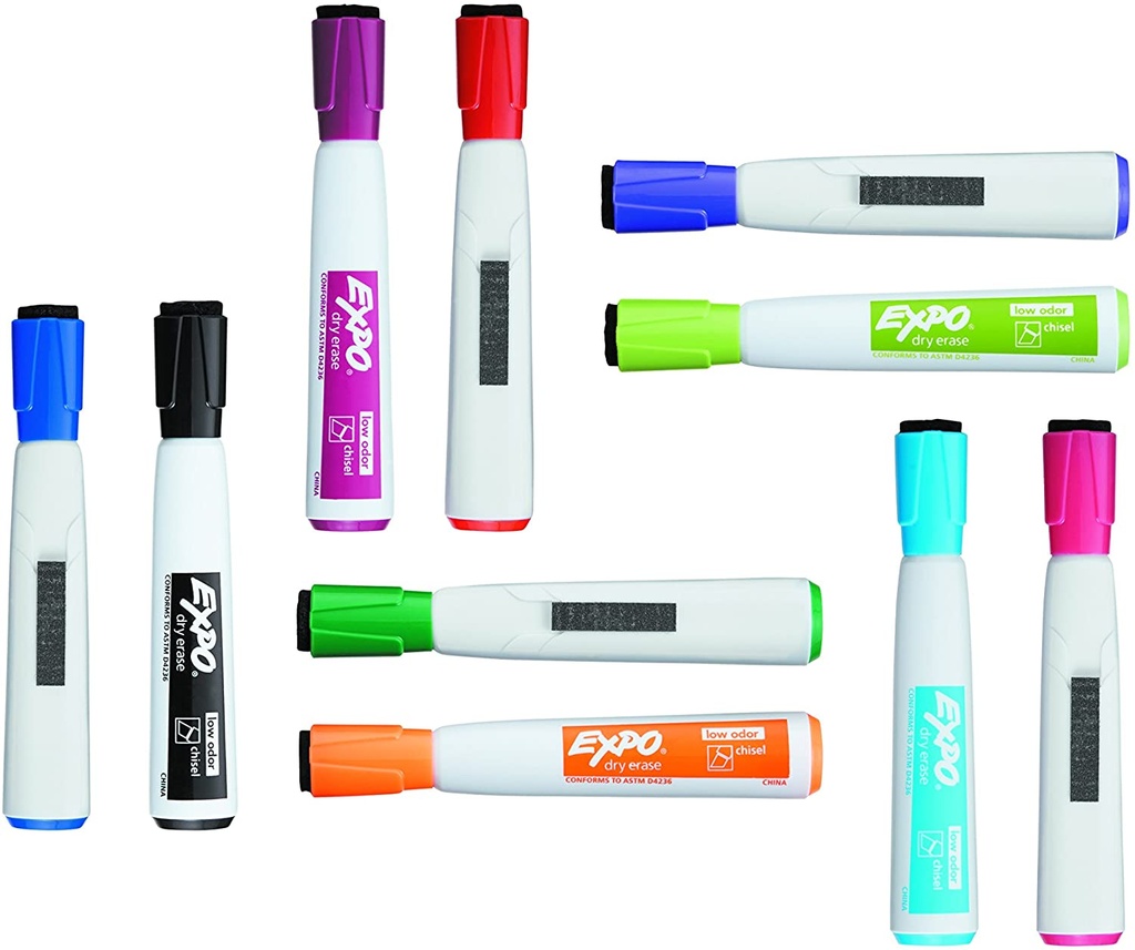  Expo Magnetic Dry Erase Markers with Eraser, Chisel