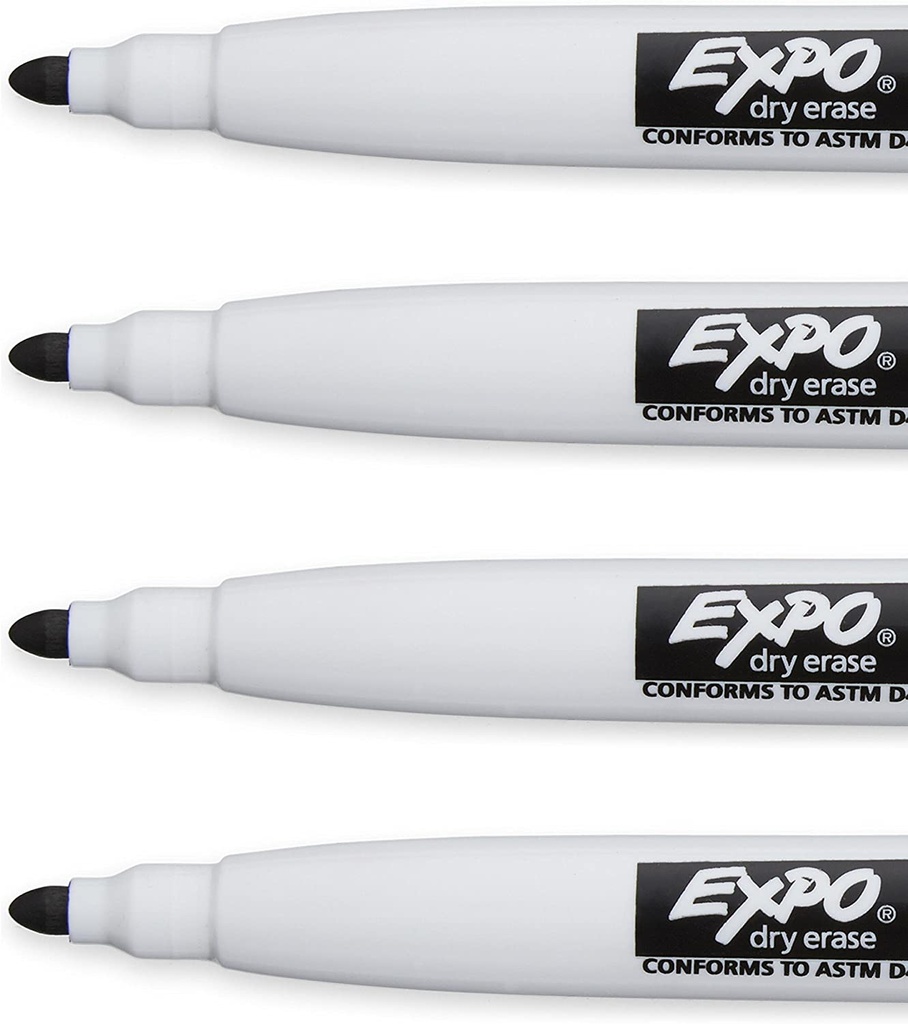 Expo Magnetic Dry Erase Marker - Fine Tip - Black - 4 Pack