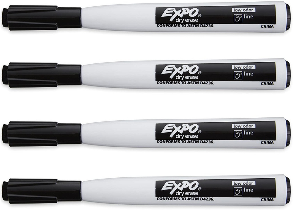 4ct Black Fine Expo Magnetic Dry Erase Markers