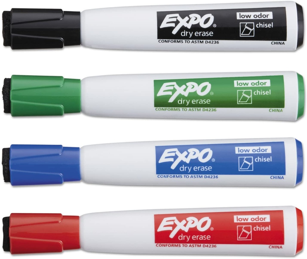 4 Color Chisel Tip Expo Magnetic Dry Erase Markers