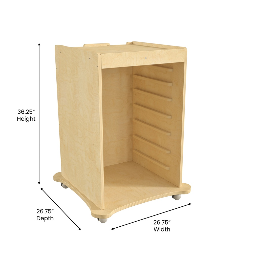 Wooden Mobile Accessory Panels Storage Cart with Locking Caster Wheels